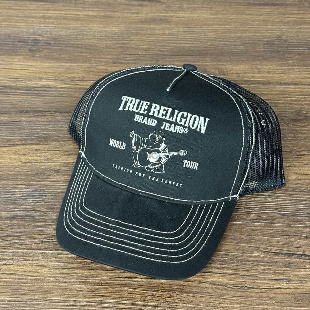 NWT True Religion Buddha Horseshoe Guitar Logo Snapback Mesh Back Hat